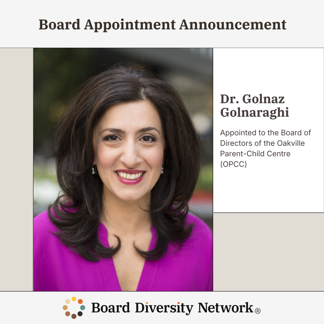 BDN Alumna Dr. Golnaz Golnaraghi Joins Oakville Parent‑Child Centre Board