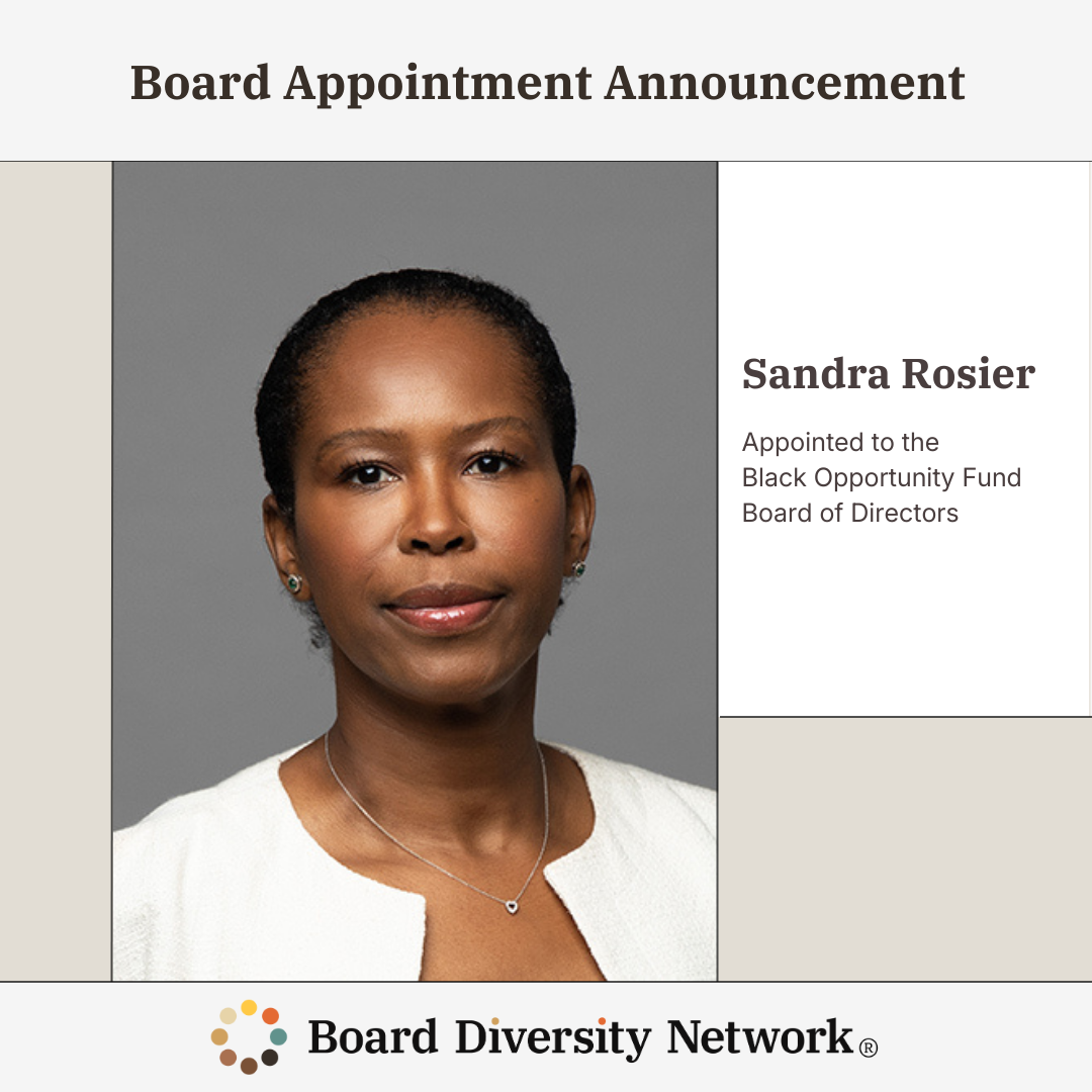 BDN Alumna Sandra Rosier Appointed to Black Opportunity Fund Board of Directors
